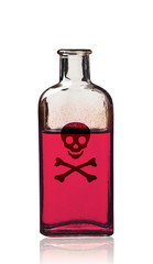 Old fashioned poison bottle with label, isolated.