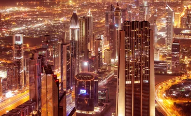 Foto auf Glas Dubai-Stadt bei Nacht © Anna Om