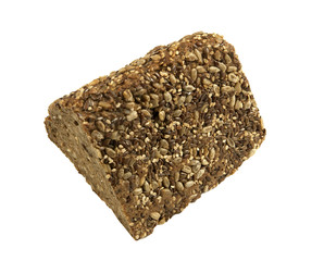 Triangle slice of healthy bread with a variety of seeds