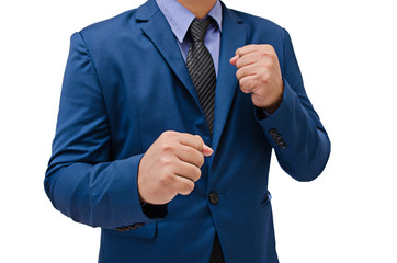 business man ready for a fight isolated on white background