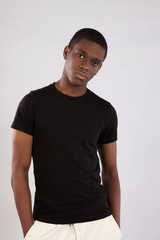 Handsome black man looking thoughtful