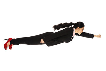 Superhero Business Woman Flying