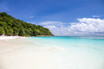 Fototapeta premium Beautiful crystal clear sea and white sand beach at Tachai island, Andaman, Thailand