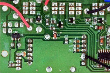 Computer Technology - Green Computer Circuit Board with Electronics Components and Connectors