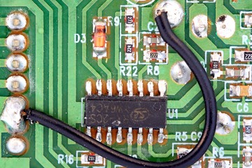 Computer Technology - Green Computer Circuit Board with Electronics Components and Connectors