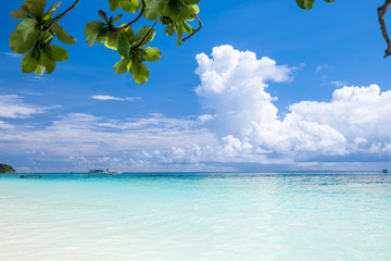 Beautiful crystal clear sea and white sand beach at Tachai island, Andaman, Thailand