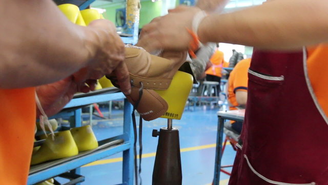 shoe making in footwear production line