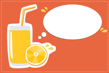 Orange juice with text box, vector background