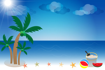 Summer in the beach, vector background