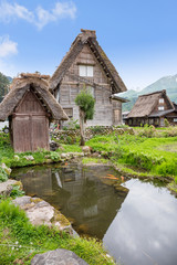 Historical Japanese Village - Shirakawago in spring, travel landmark of Japan