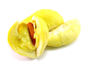 king of fruits durian on white background