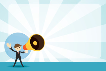 Businessman with Megaphone Announcement Background
