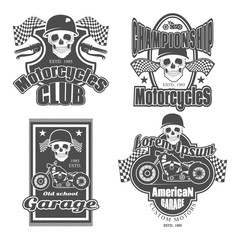Obraz na płótnie Canvas Set of vintage motorcycle labels, badges and design elements