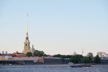 Landscape with the image of Neva River in St. Petersburg, Russia