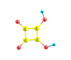 Squaric acid molecule isolated on white