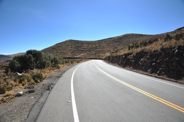Surroundings mountain lake Titicaca. Bolivia