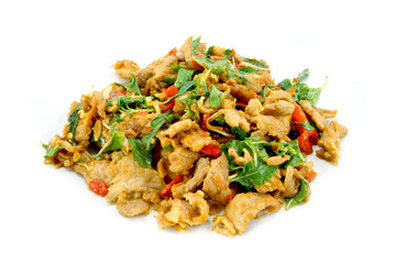 Basil fried pork. Thai food.