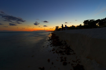Sunset on the Caribbean beach.