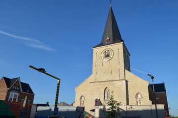 Obraz premium Church tower in village