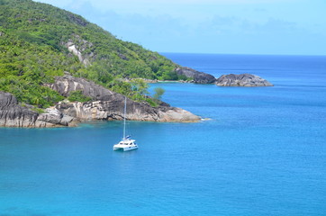 Obraz premium Luxurious vacation on Seychelles yacht