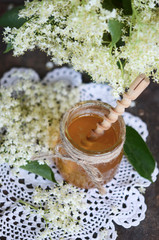 Obraz na płótnie Canvas Elderflower honey in jar