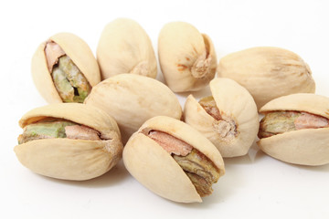 Pistachios isolated on white background