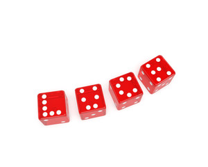 Dice casino game concept: word Luck on faces of cubes in the form of six points