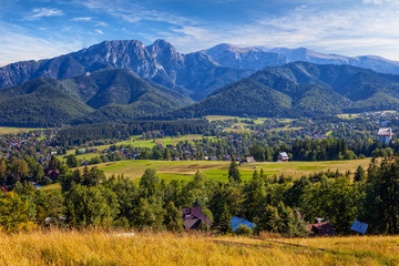 View from Gubalowka on the Tatra Mountains, Poland. - obrazy, fototapety, plakaty