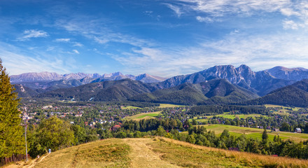 Fototapeta na wymiar View from Gubalowka on the Tatra Mountains, Poland.