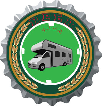 tappo birra con immagine camper 