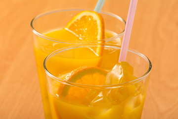 Orange juice that went into the glass