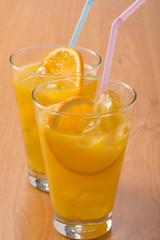 Orange juice that went into the glass