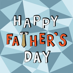 Happy father’s day doodle with low poly background