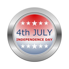 4th July Independence Day Silver Button