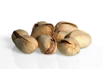 Pistachios isolated on white background