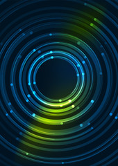 Abstract color glowing lines in dark space with stars and light