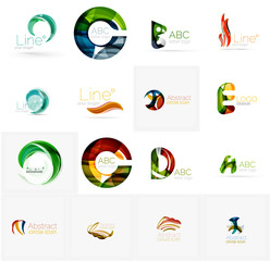 Set of universal company logo ideas, business icon collection