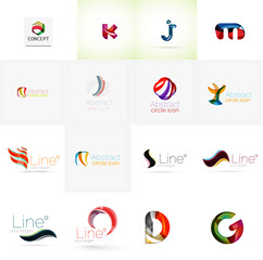Set of universal company logo ideas, business icon collection