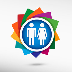 Male and female sign color icon, vector illustration