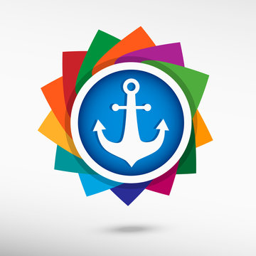 Anchor icon color icon, vector illustration