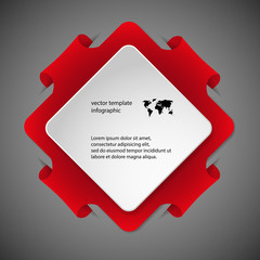 Square infographic template with red color
