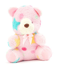 pink bear doll for children on white background
