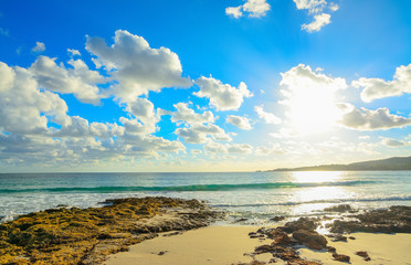 Le Bombarde beach under a cloudy sky