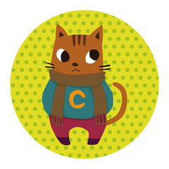 winter animal cat flat icon elements background,eps10