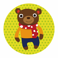 winter animal bear flat icon elements background,eps10