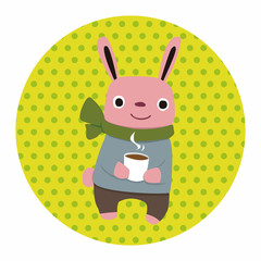 winter animal rabbit flat icon elements background,eps10