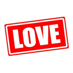 Love white stamp text on red backgroud
