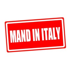 Made in italy white stamp text on red backgroud
