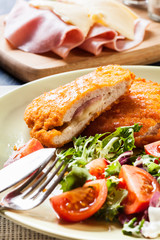 Cutlet Cordon Bleu with salad