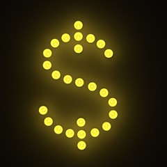 3d render of light bulb dollar